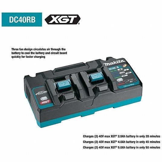 YMR | Carregador de bateria de porta dupla: carregamento sequencial multiporta, para 40 V, íon de lítio, 5 Carregador de bateria de porta dupla: carregamento sequencial multiporta, para 40 V, íon de lítio, 5